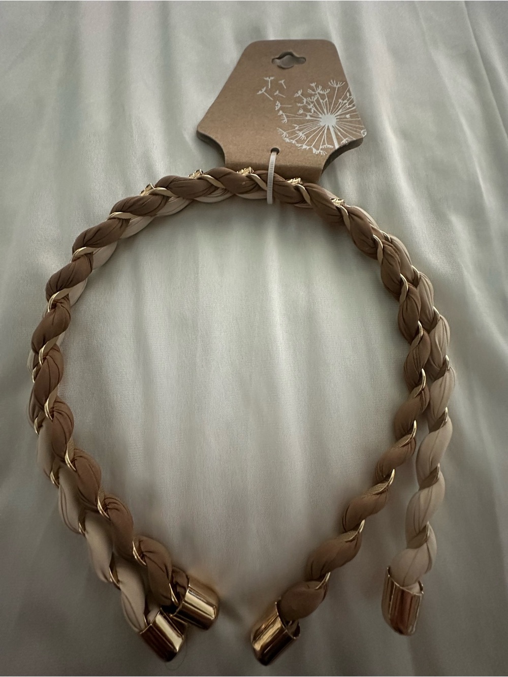 Braided Beige & Gold Chain Headband